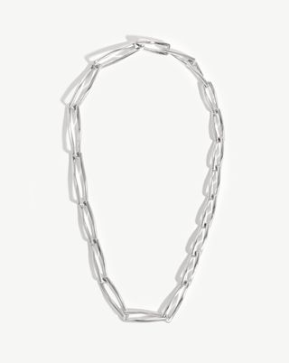 Graduated Chunky Twisted Link Necklace | Silver Plated