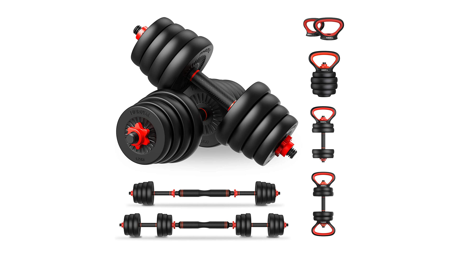 Adjustable dumbbells deals: Pinroyal 4 in 1 adjustable dumbbell set (66 lb)