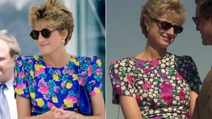 Princess Diana and Elizabeth Debicki side-by-side