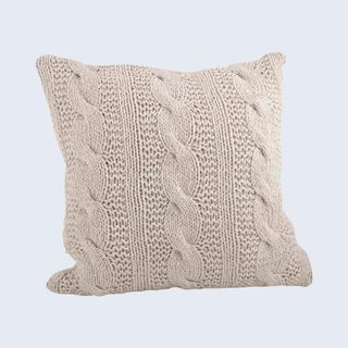 cotton throw pillow with cable knit design