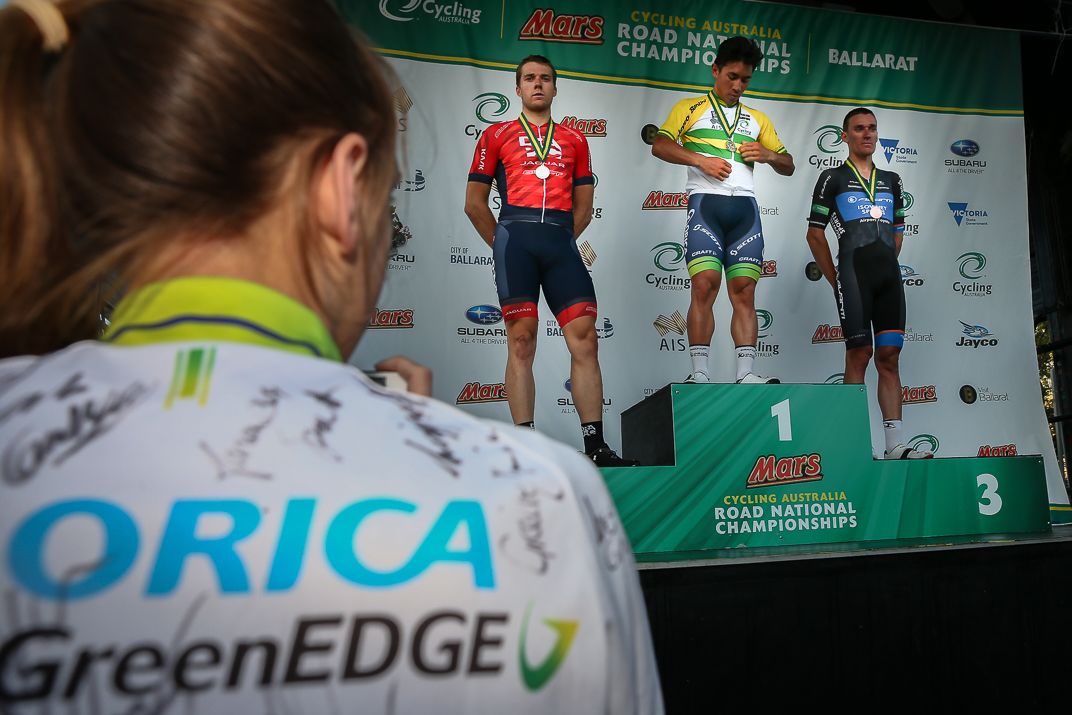 Watching on as the men are handed their medals