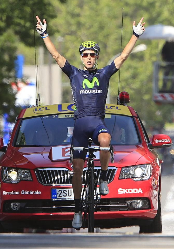 Rui Costa (Movistar) celebrates his second career Tour de France stage