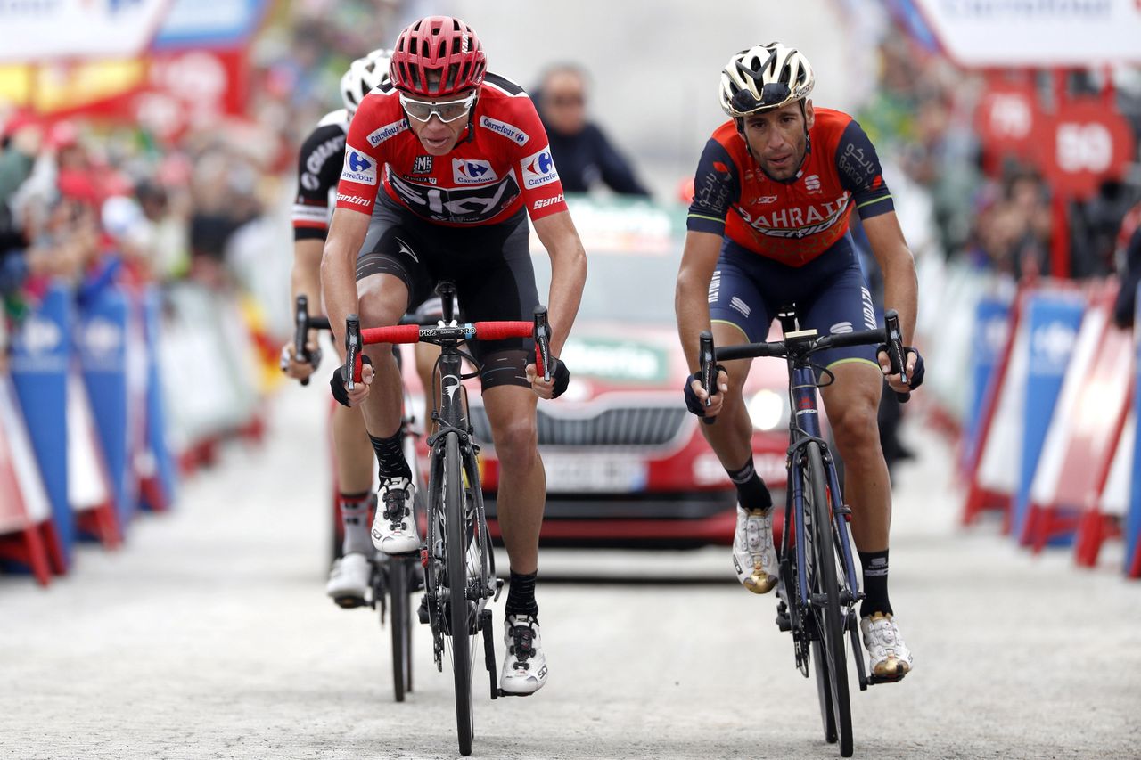 Chris Froome wins the sprint for second on the 11th stage of the Vuelta a Espa&ntilde;a.