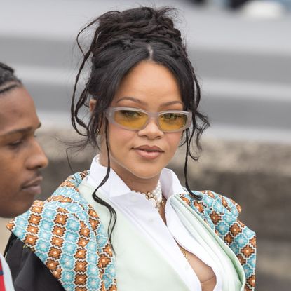 Rihanna attended Jonathan Anderson's debut at Dior in a menswear-inspired maternity look