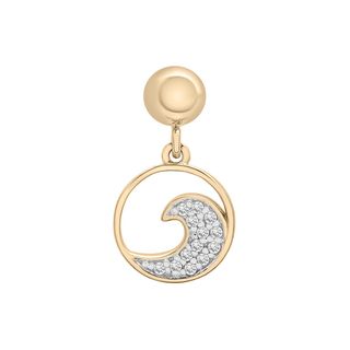 Helzberg, Diamond Accent Wave Disc Bead Charm in Vermeil