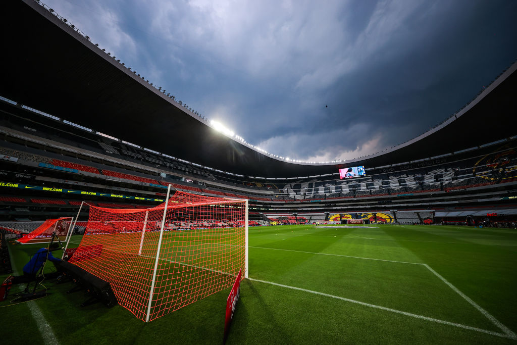 MEXICO CITY, MEXICO - MAY 24: General view of Azteca Stadium before the final first leg match between America and Monterrey as part of the Torneo Clausura 2024 Liga MX at Azteca Stadium on May 24, 2024 in Mexico City, Mexico. (Photo by Hector Vivas/Getty Images)