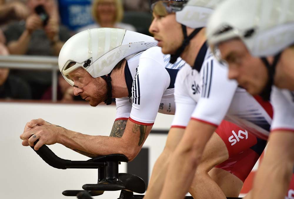 Bradley Wiggins concentrates before the start