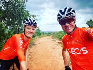 Dylan Van Baarle and Chris Froome during their South African training camp