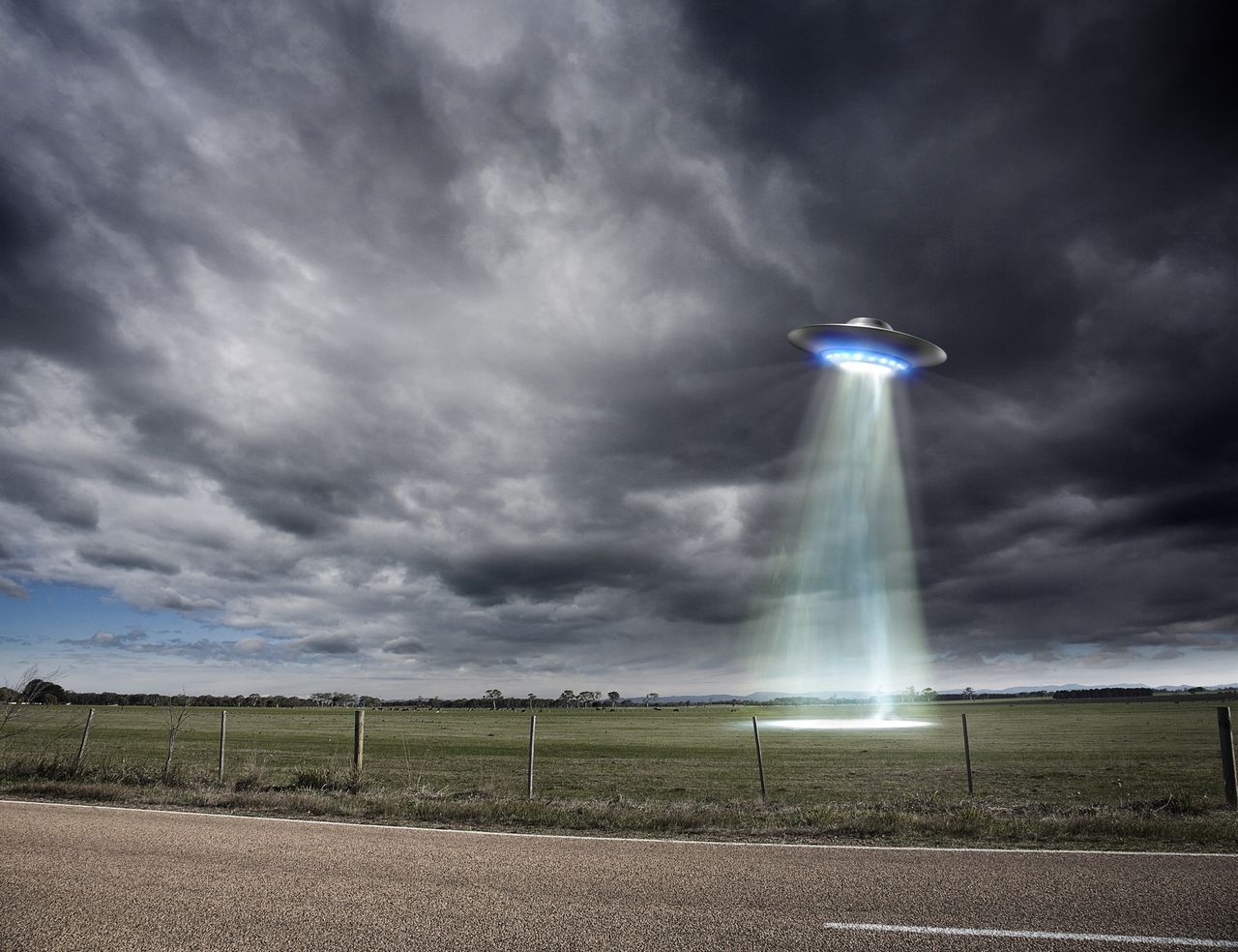 UFO off country road