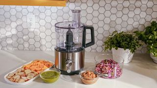 GE 12 Cup Food Processor on kitchen counter