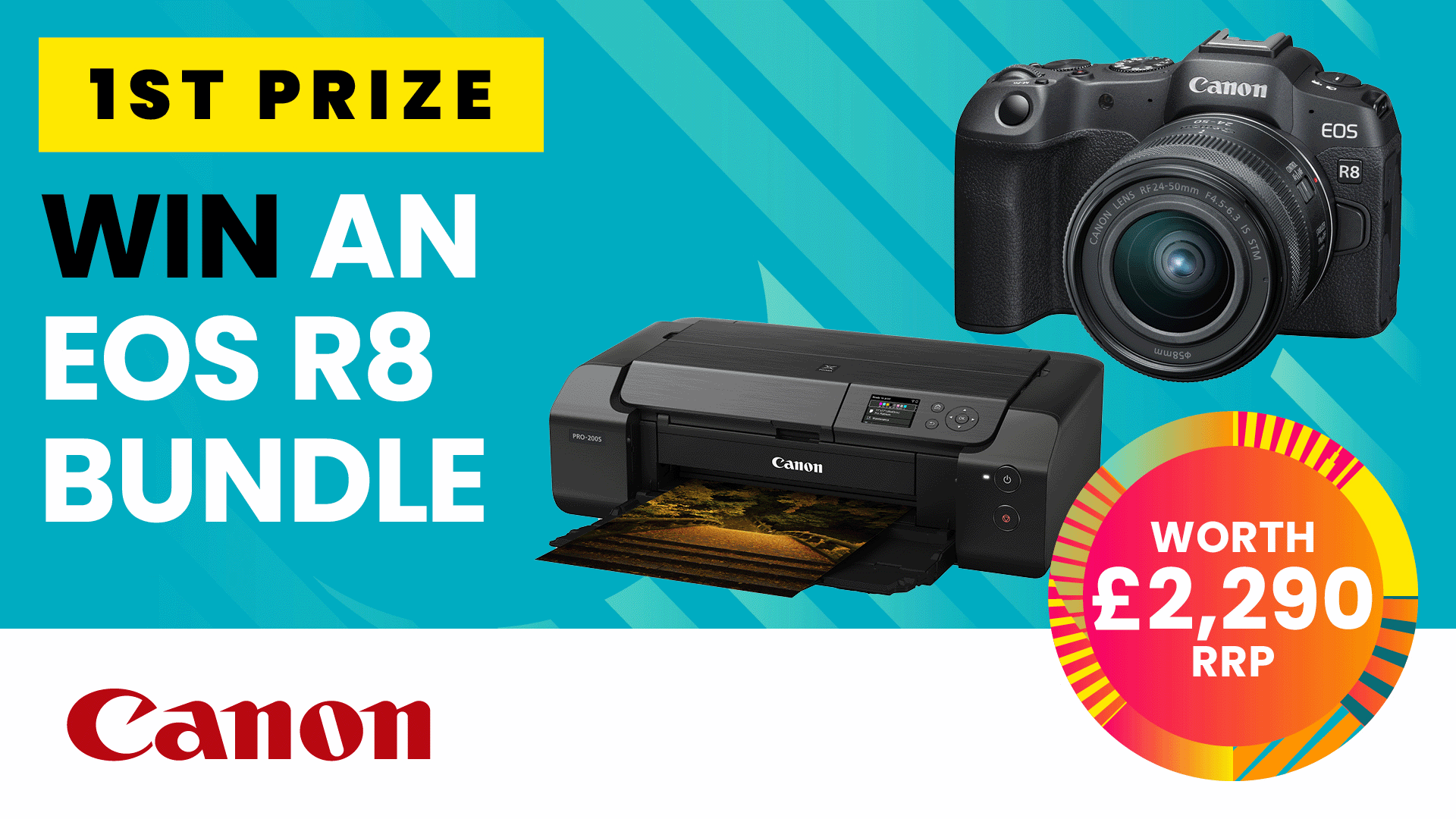 Animated image promoting Canon Prize Draw for TP&VS 2026