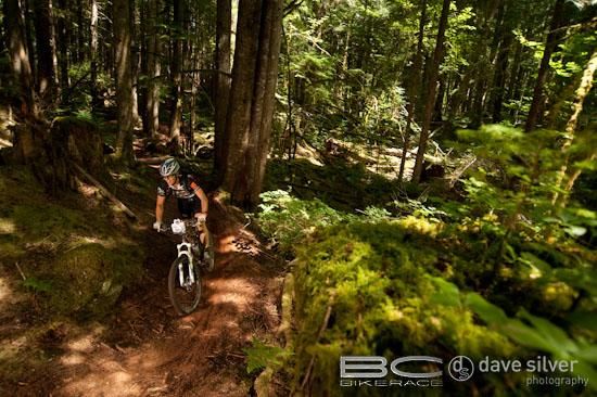 Riding some singletrack in stage six.