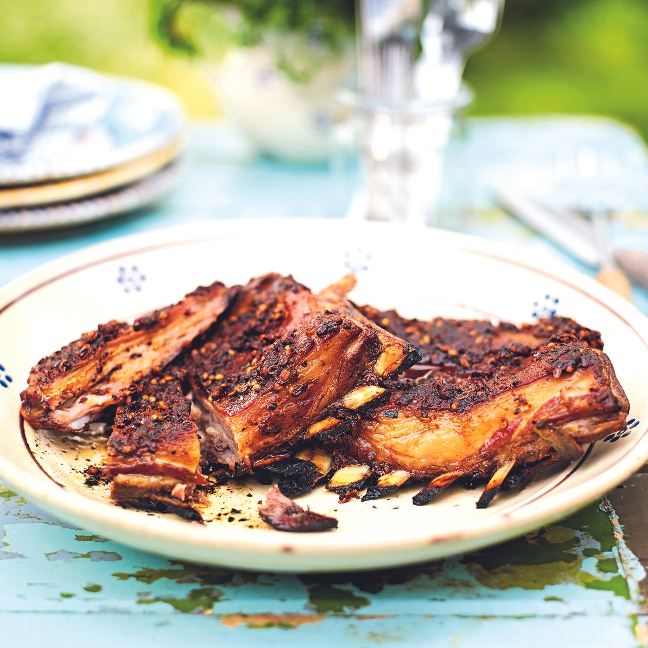 sticky mustard lamb ribs