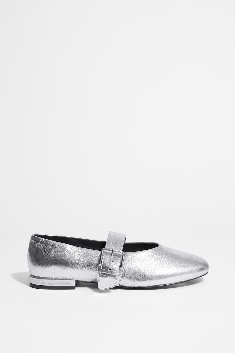 Buckled Leather Ballerinas