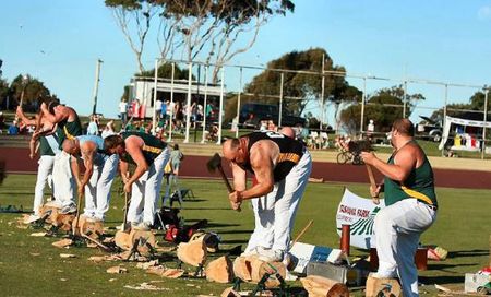 The wood choppers were again hard at it, providing entertainment at the carnivals.