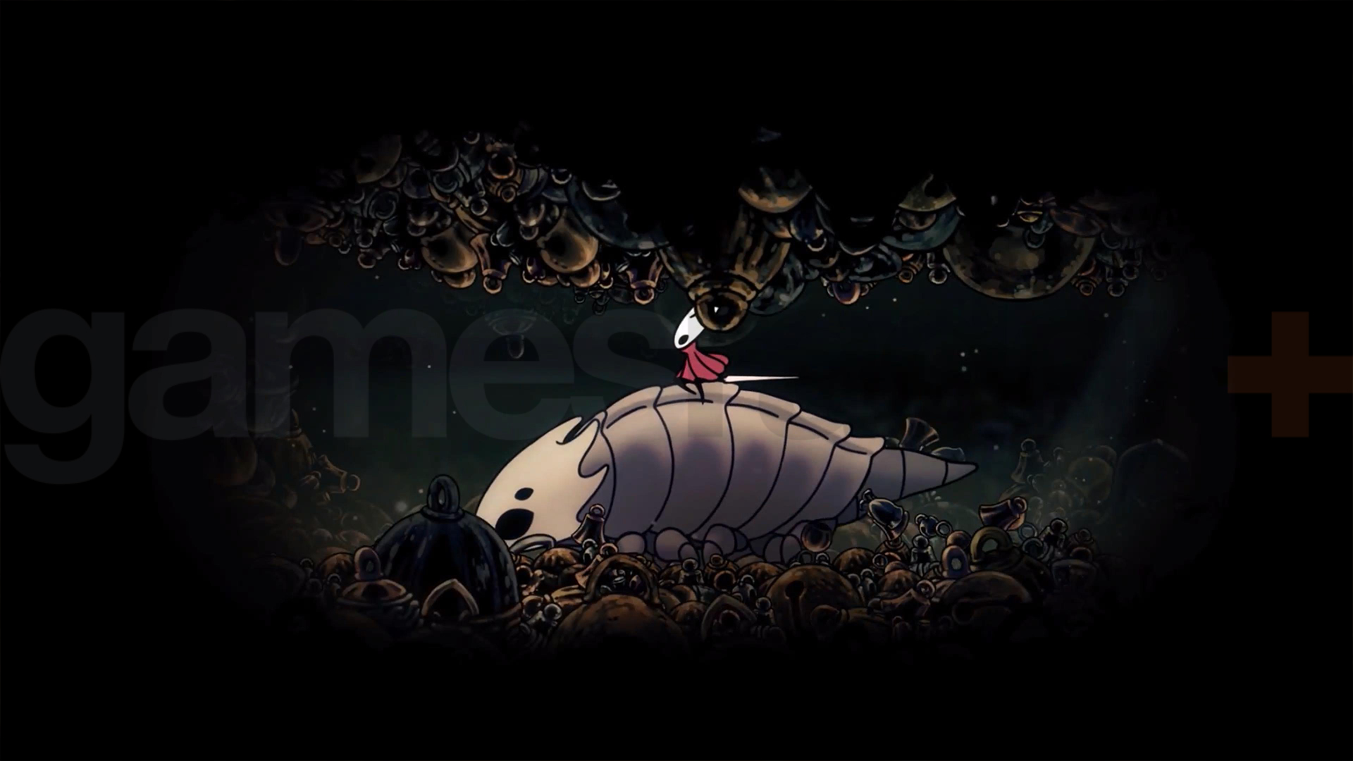 Hornet rides the Hollow Knight Silksong Bell Beast as part of the fast travel system