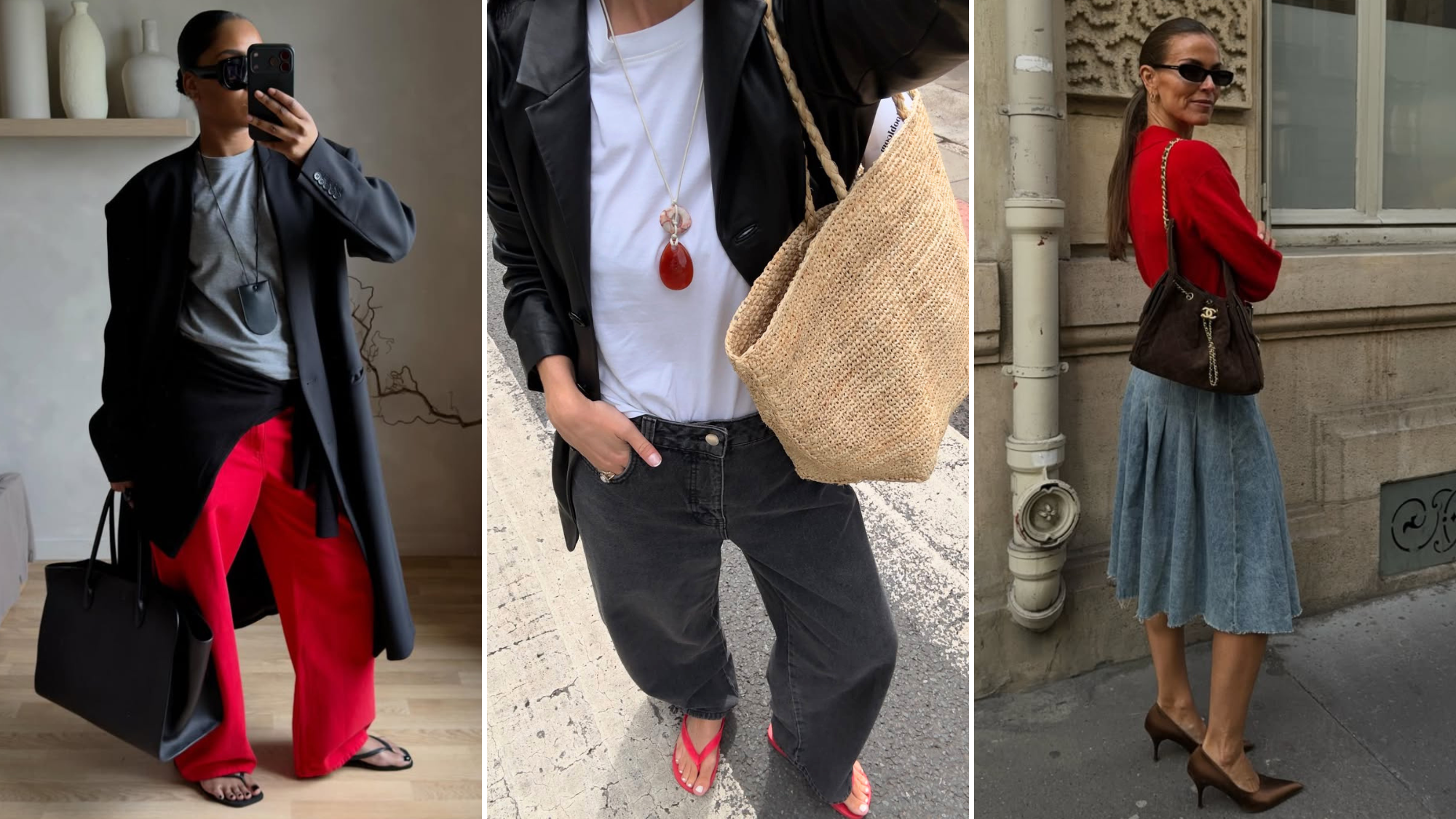 women wearing pops of red