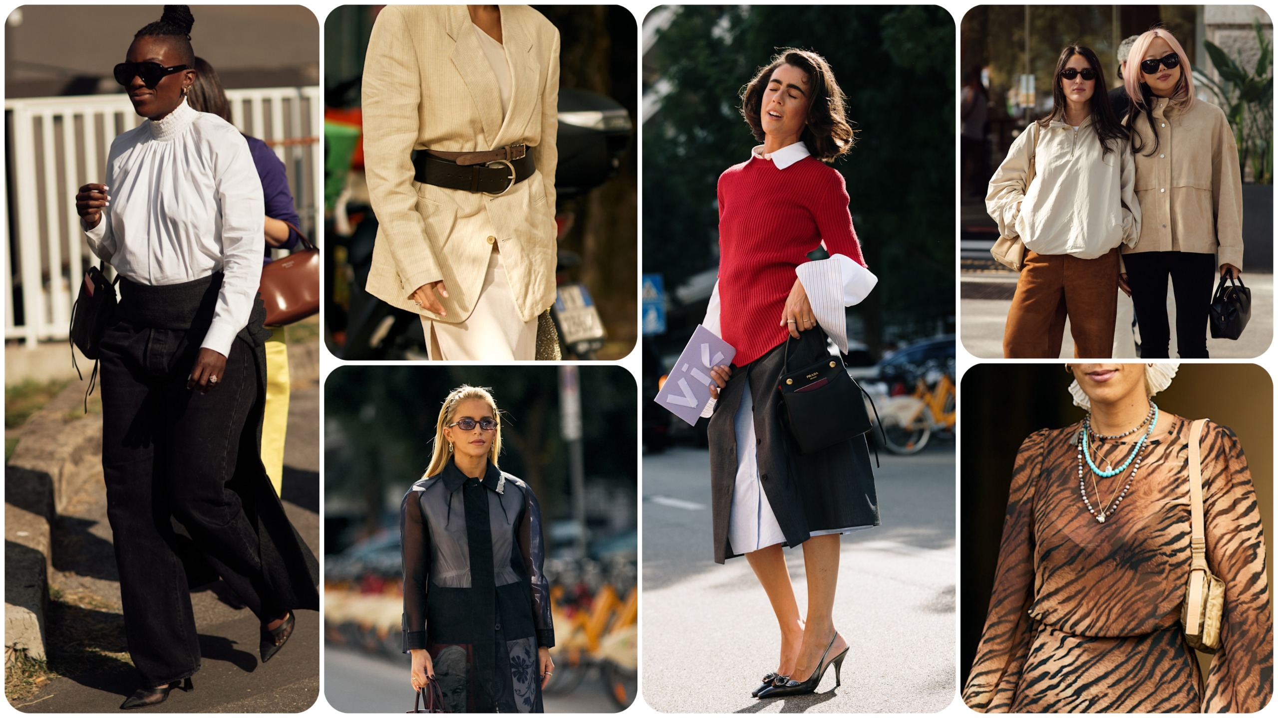 collage of milan fashion week street style 