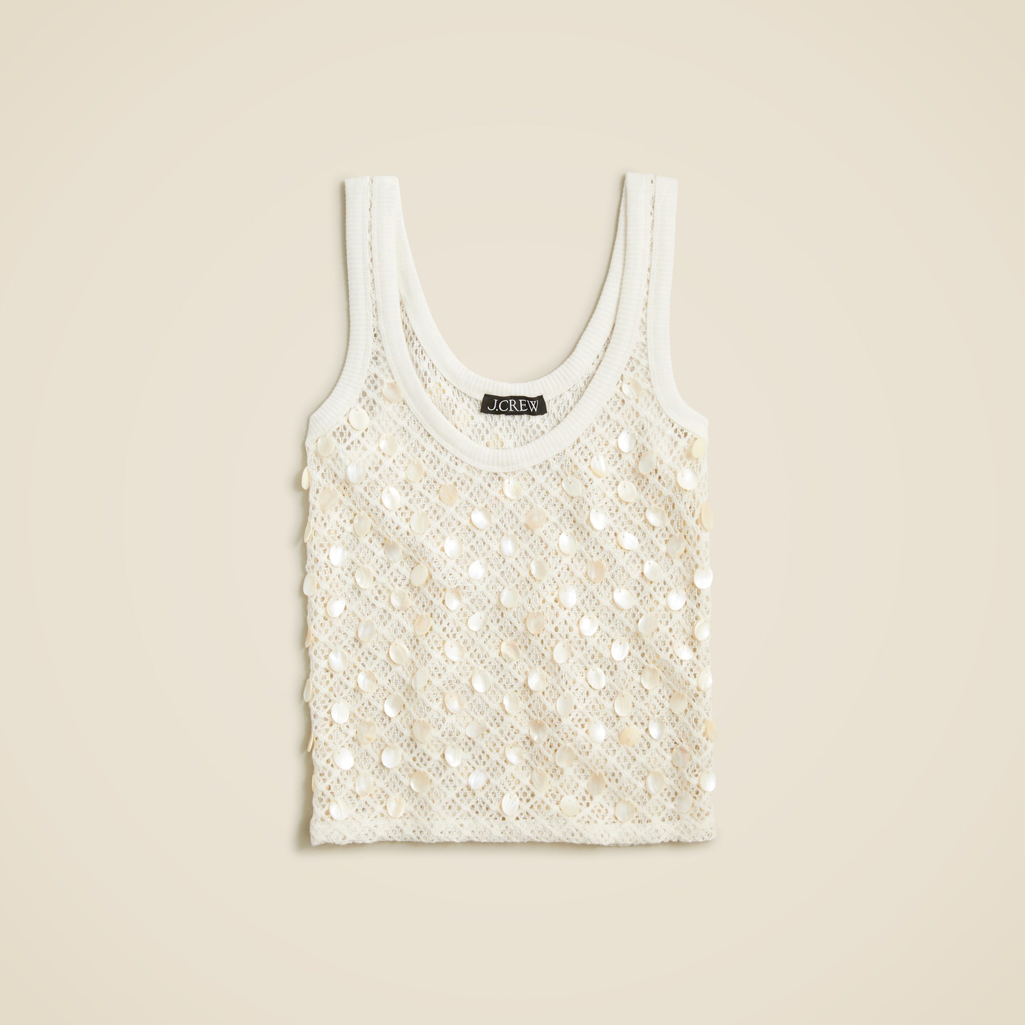 Crochet Shell-Embroidered Tank Top