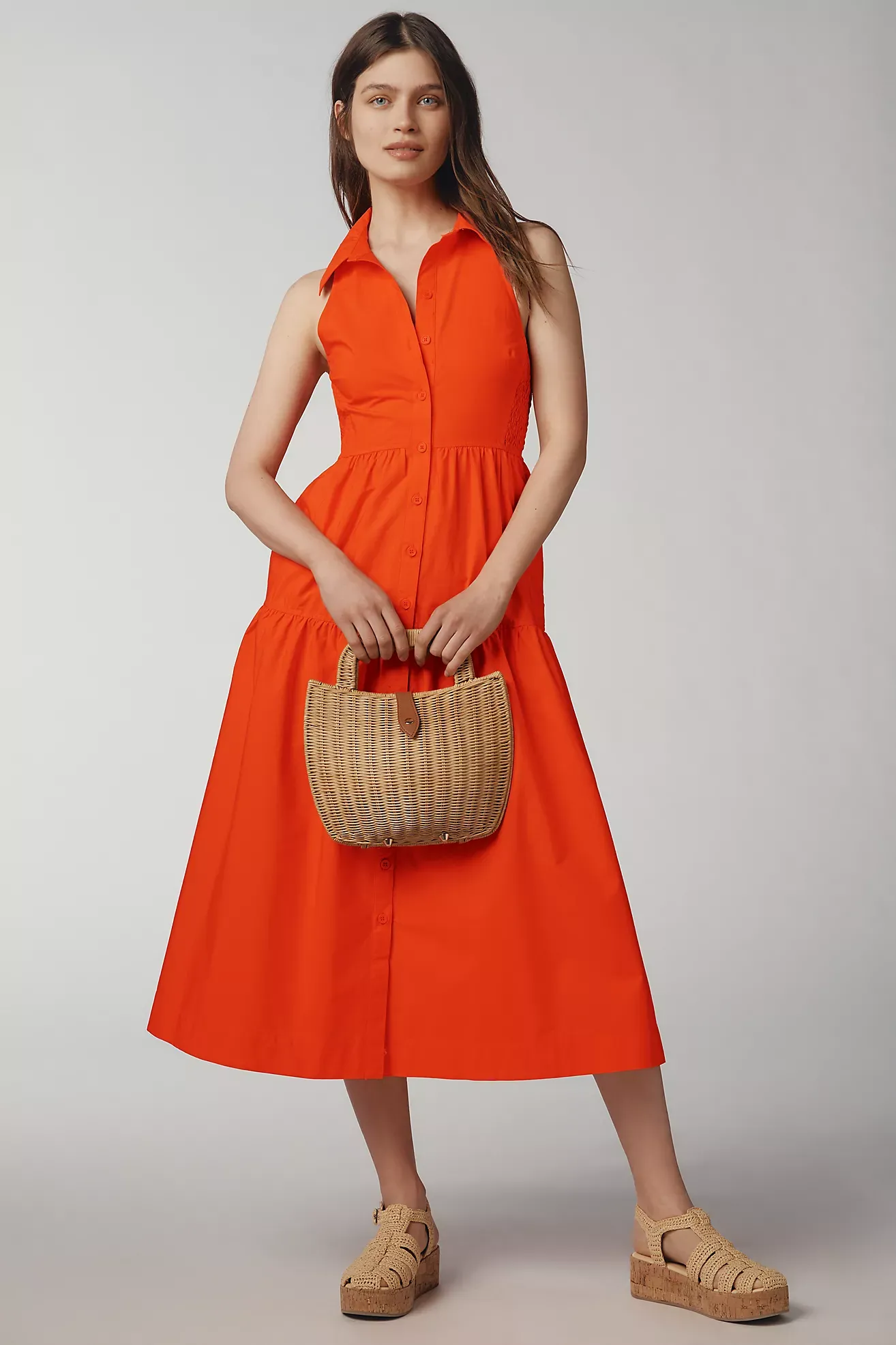Maeve Sleeveless Midi Shirt Dress