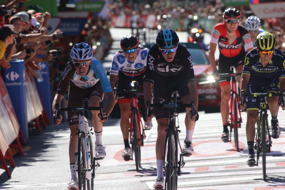 Romain Bardet (AG2R-La Mondiale) and Chris Froome (Team Sky) finish stage 3