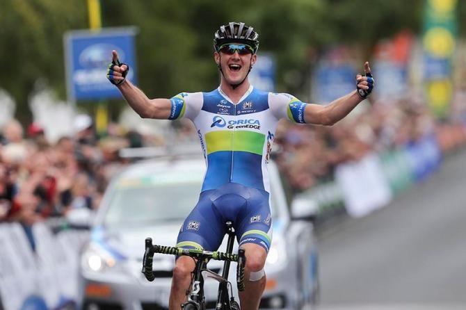 You little beauty! Luke Durbridge (Orica GreenEdge) takes a historic double after winning the time trial earlier in the week