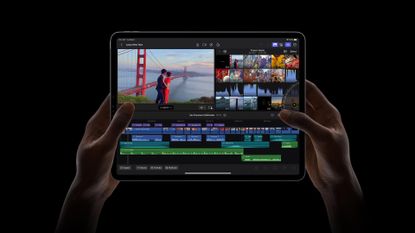 A shot of Final Cut Pro in use on an iPad