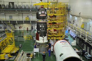 The Russian space agency Roscosmos prepares the unmanned Progress 65 (also known as Progress MS-04) for its Dec. 1, 2016 launch. The craft was packed with 2.5 tons of supplies for the International Space Station.