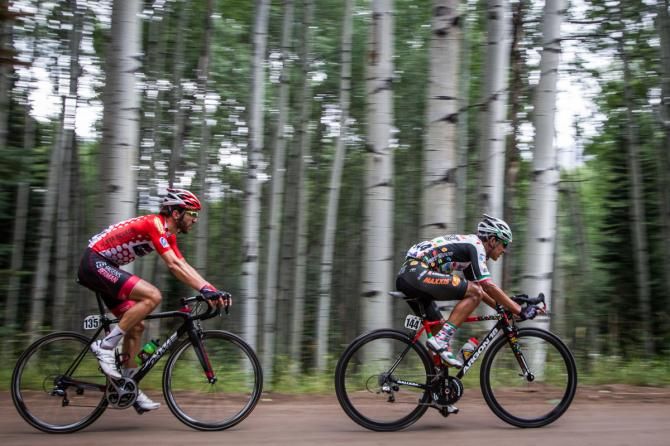 Luis Lemus leads Ben Jacques-Maynes in the breakaway