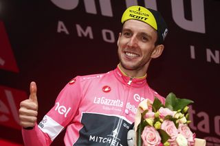 Simon Yates (Mitchelton-Scott) in the maglia rosa at the 2018 Giro d'Italia