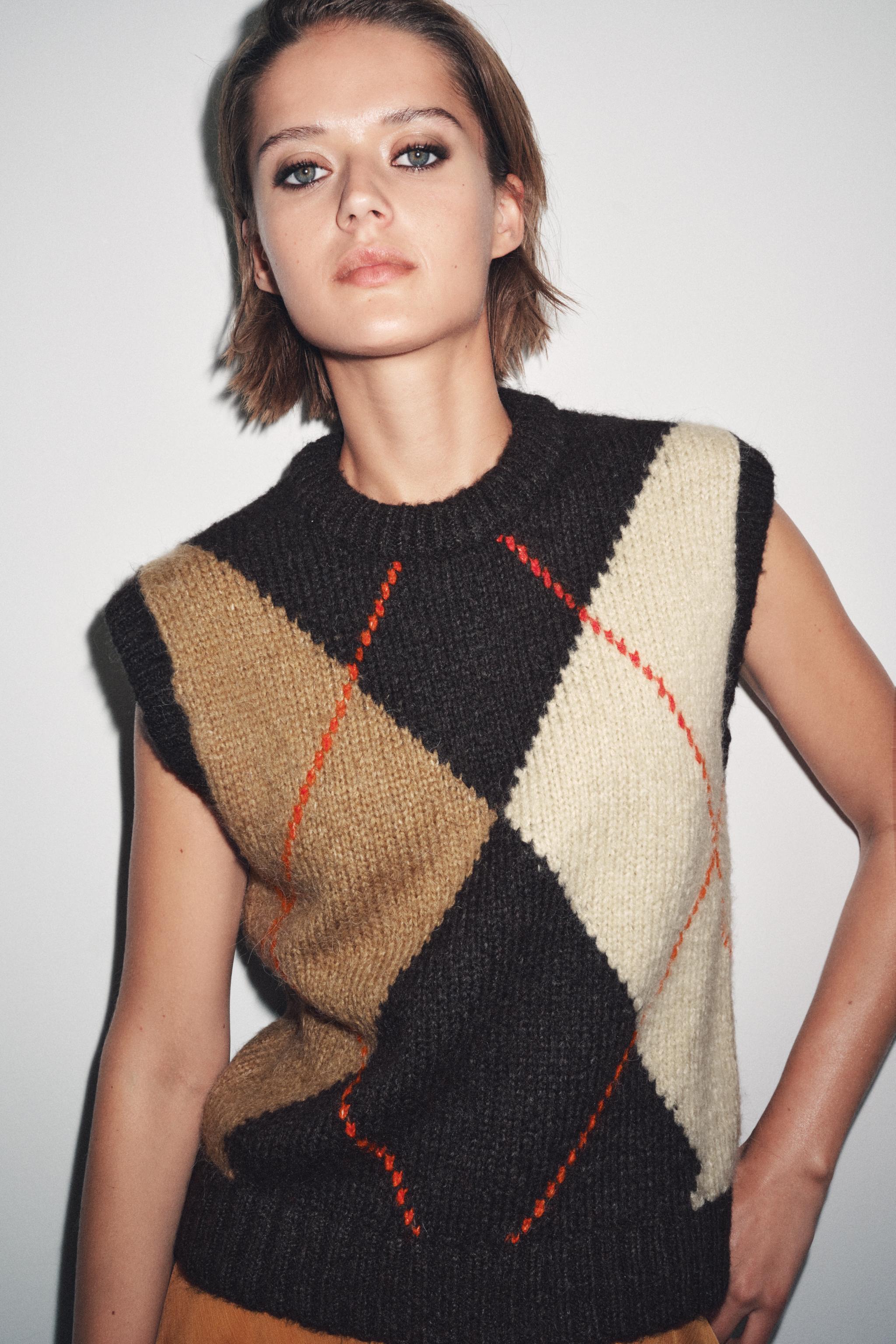 Argyle Knit Jumper Vest