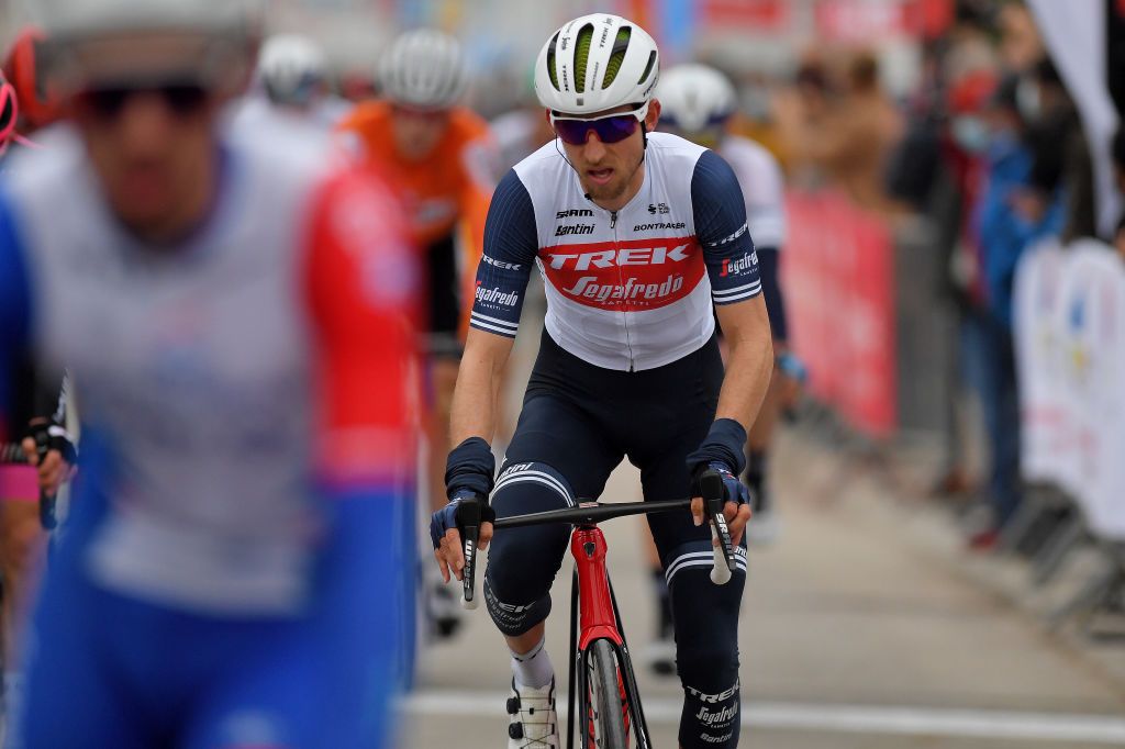 LA CALMETTE FRANCE FEBRUARY 04 Arrival Bauke Mollema of Netherlands and Team Trek Segafredo during the 51st toile de Bessges Tour du Gard 2021 Stage 2 a 154km stage from SaintGenis to La Calmette EDB2020 on February 04 2021 in La Calmette France Photo by Luc ClaessenGetty Images