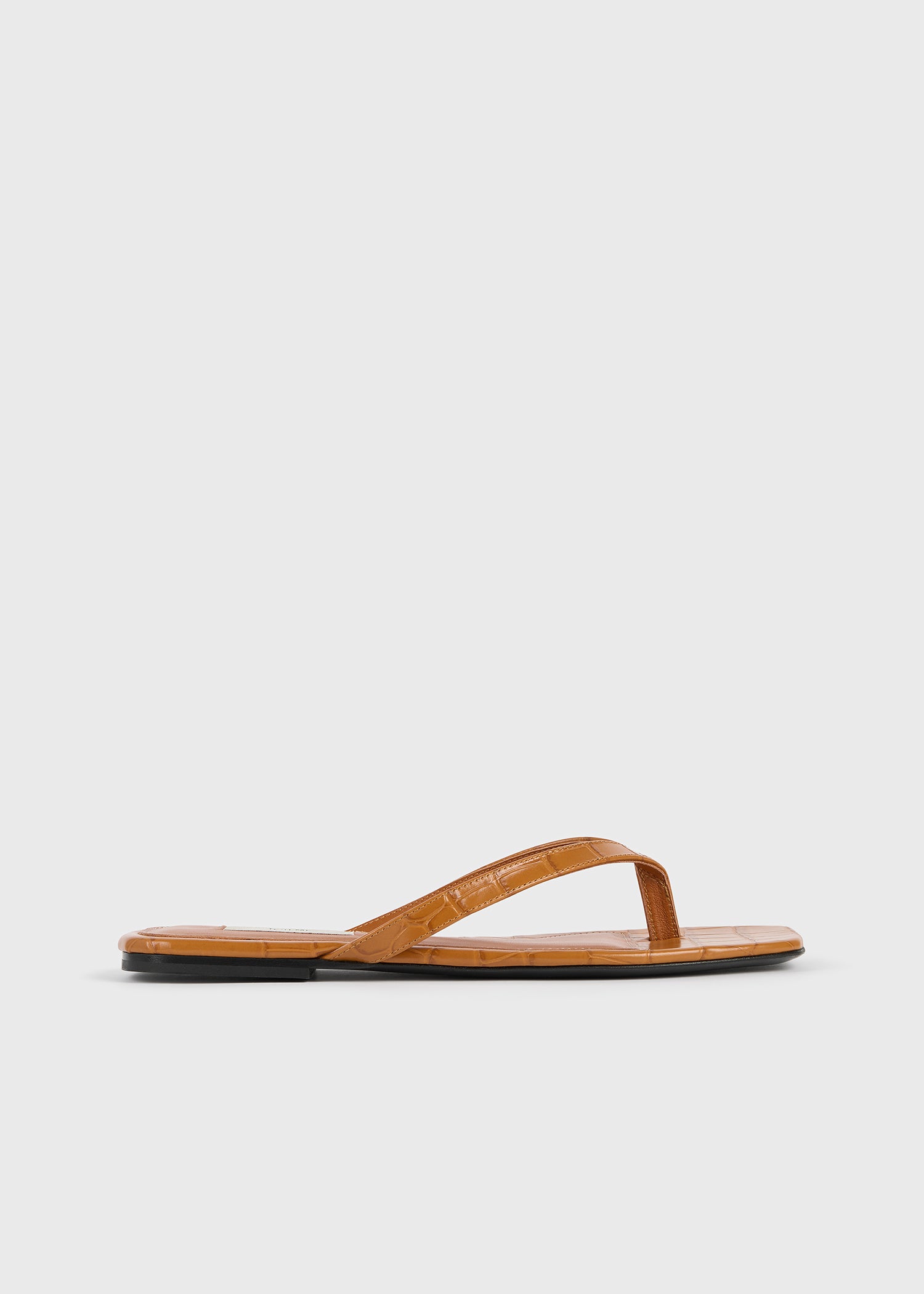 Croco-Embossed Flip Flops Tangerine - 35
