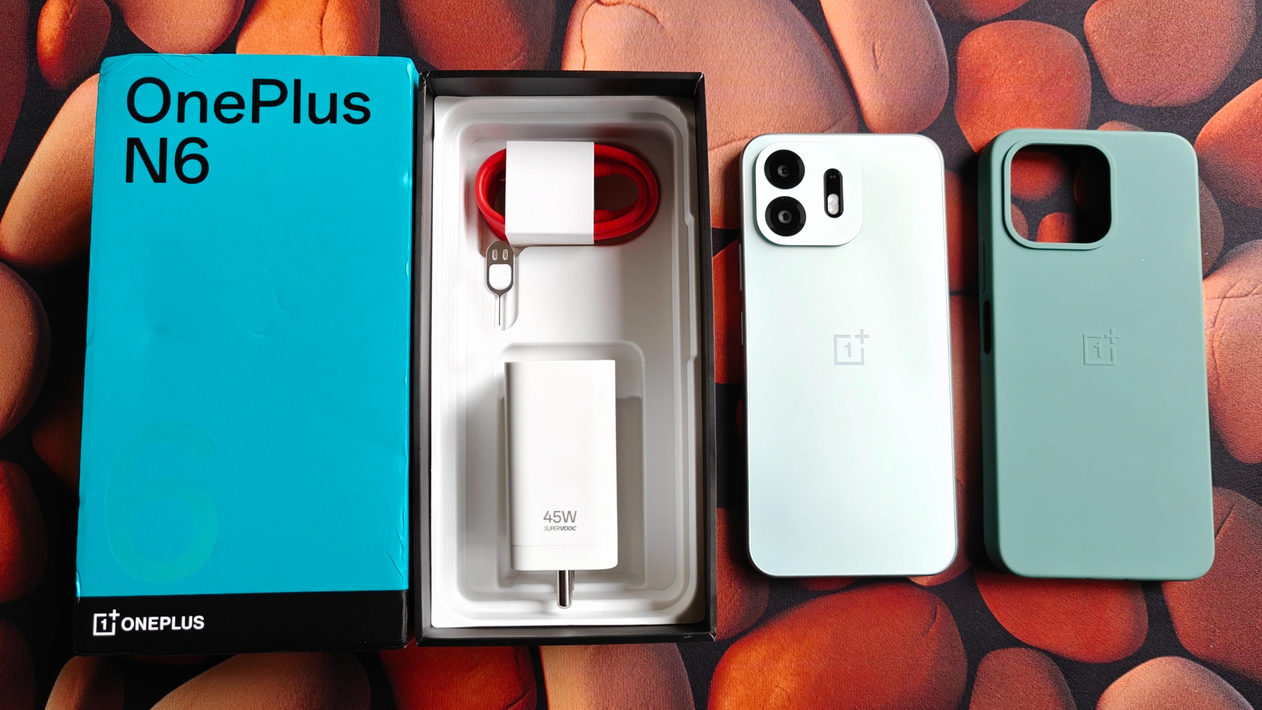 OnePlus N6 phone and box contents