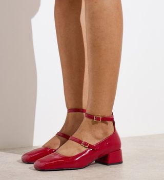 Mary Jane Red Patent Leather Heeled Shoes