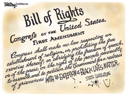 Political Cartoon U.S. first amendment black lives matter