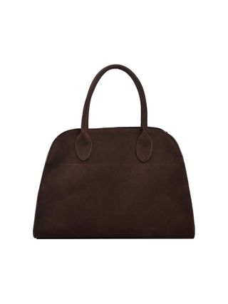 Myiasms Structured Tote Handle Bag in Matte Grained Leather, Belted Side Panels and Subtly Narrowed Shape for Shoulder Wear (mocha, Large)