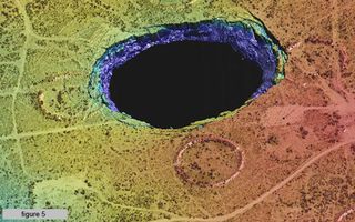 This elevation model shows a sinking sinkhole in West Texas called Wink Sink 2, which was created during an airborne survey in November 2013.