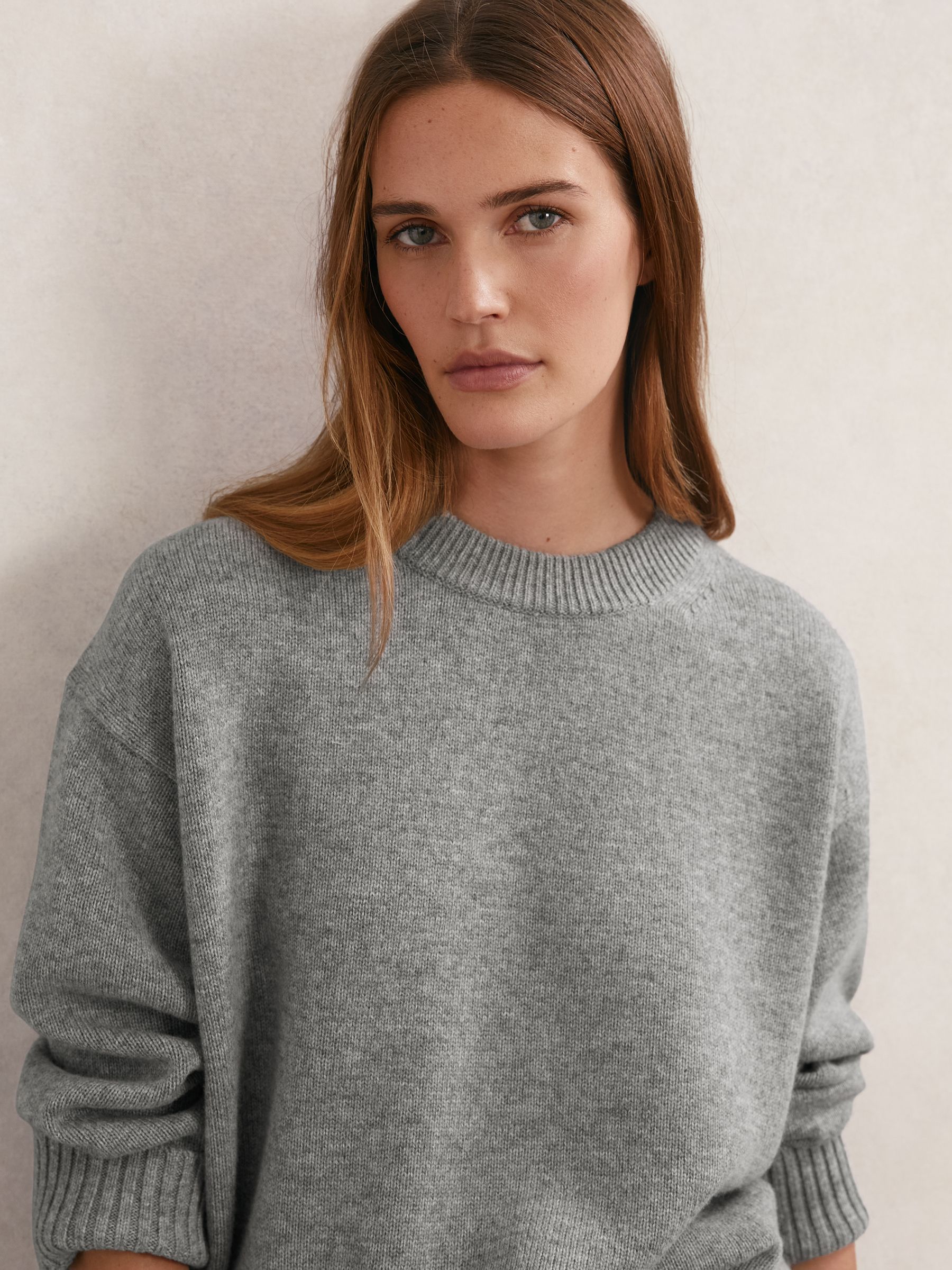 Wool-Cashmere Crew-Neck Jumper in Grey Marl
