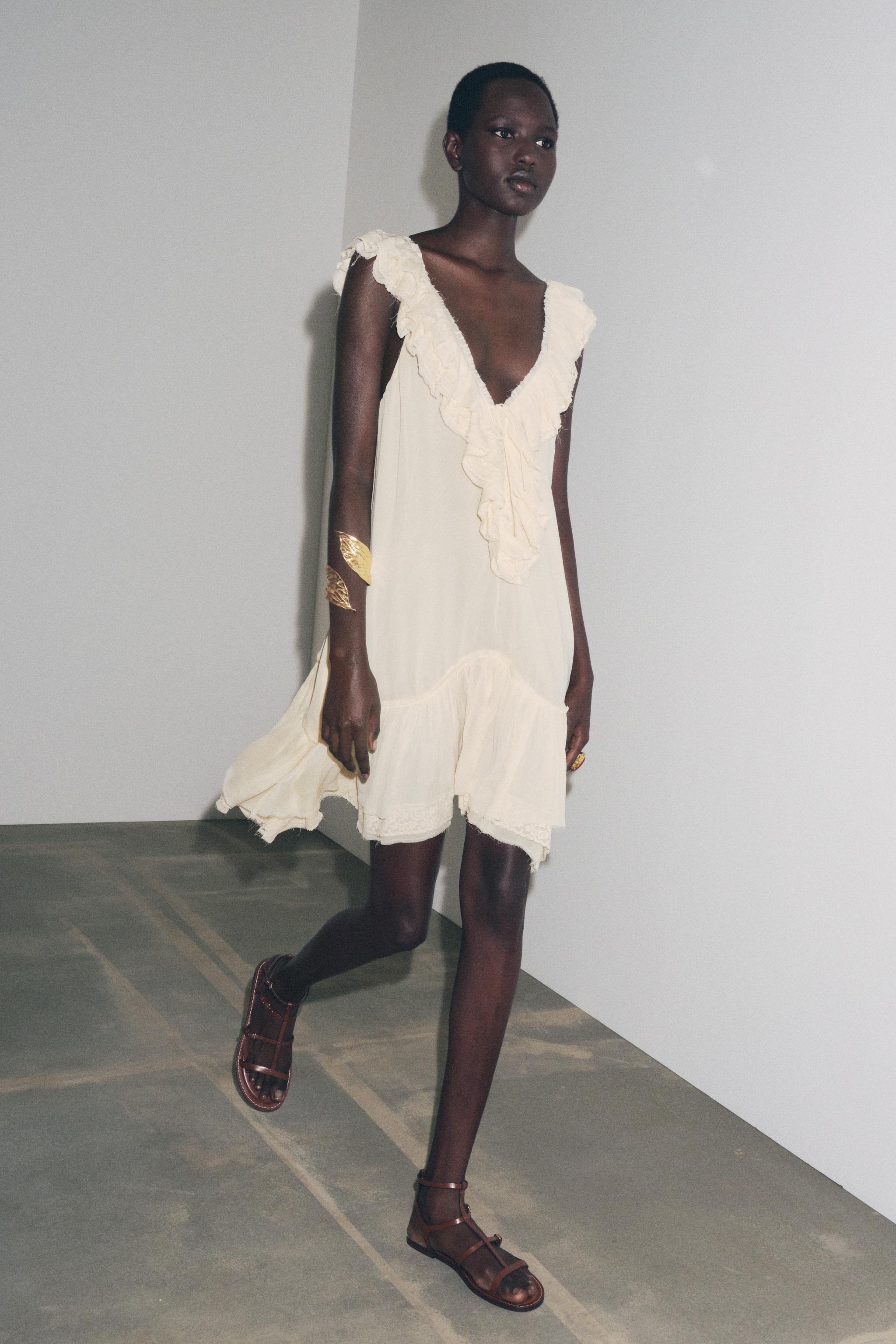 Zw Collection Lace Ruffle Dress