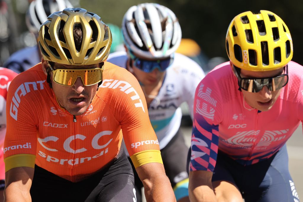 Team CCC rider Belgiums Greg Van Avermaet L rides during the 6th stage of the 107th edition of the Tour de France cycling race 191 km between Le Teil and Mont Aigoual on September 3 2020 Photo by KENZO TRIBOUILLARD AFP Photo by KENZO TRIBOUILLARDAFP via Getty Images
