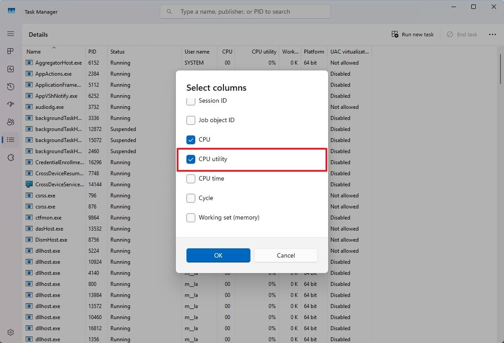 Task Manager CPU utility