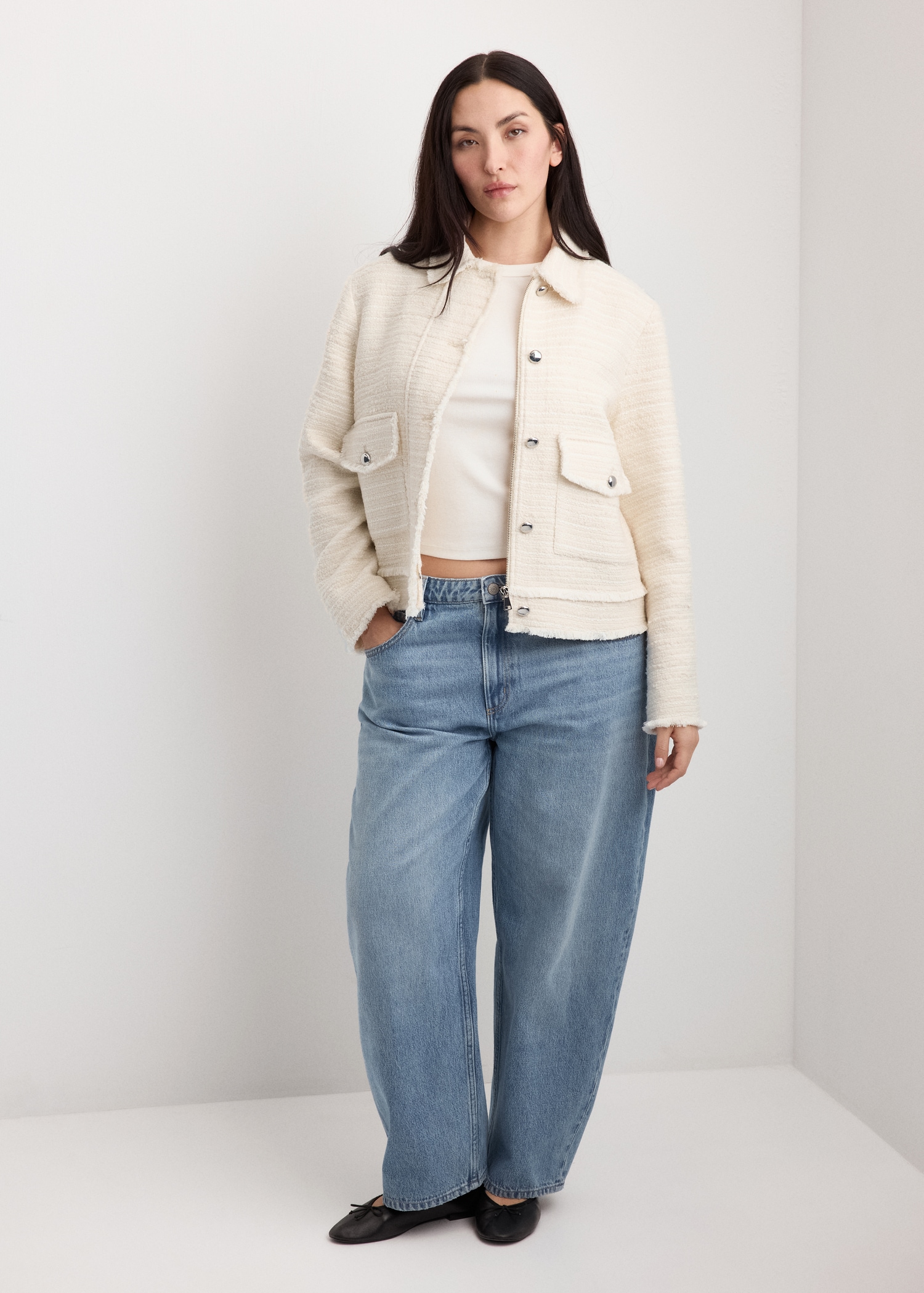 Tweed Jacket With Notched Lapel Collar - Women | Mango United Kingdom