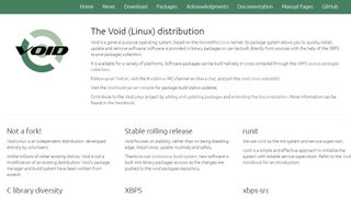 Void Linux website screenshot