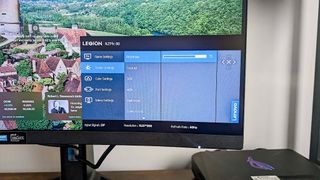 Close up of Lenovo Legion R27fc-30 OSD menu.
