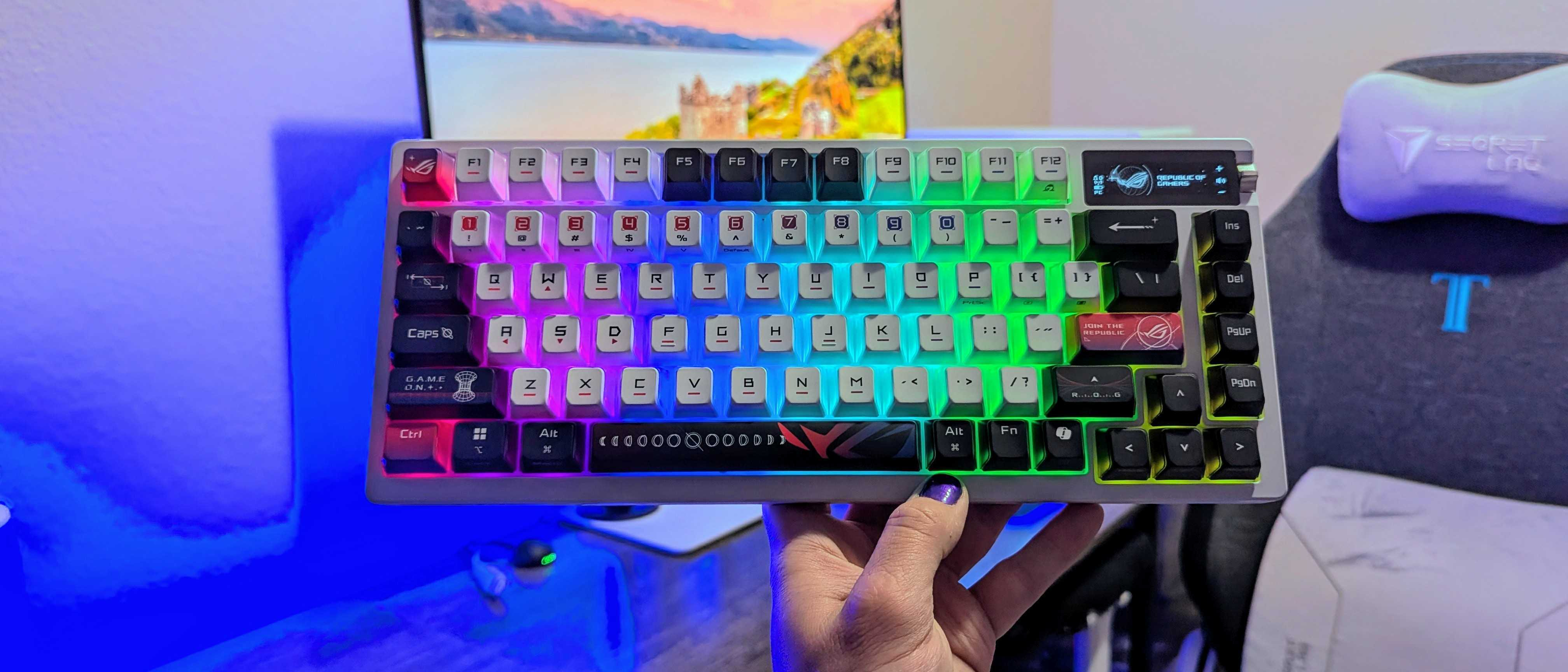 Image of the ASUS ROG Azoth X wireless gaming keyboard.