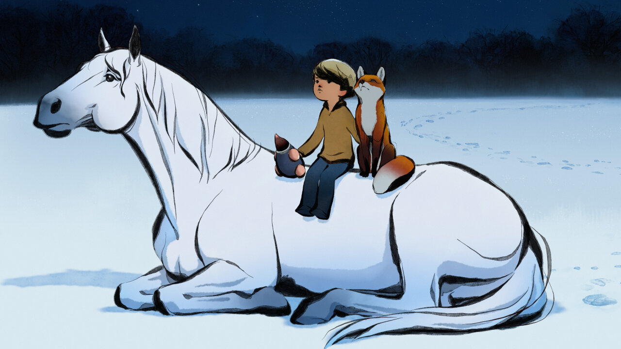 A screenshot of the main characters in The Boy, The Mole, The Fox and The Horse