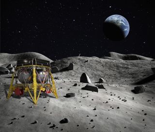Artist's illustration of Israel's Beresheet lander on the surface of the moon.