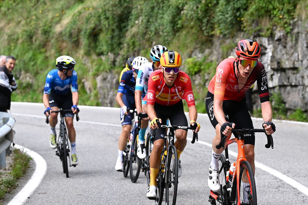Thymen Arensman attacks to get into the day's breakaway