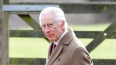 King Charles III attends the Sunday service at the Church of St Mary Magdalene on the Sandringham estate on February 4, 2024 in Sandringham, England.